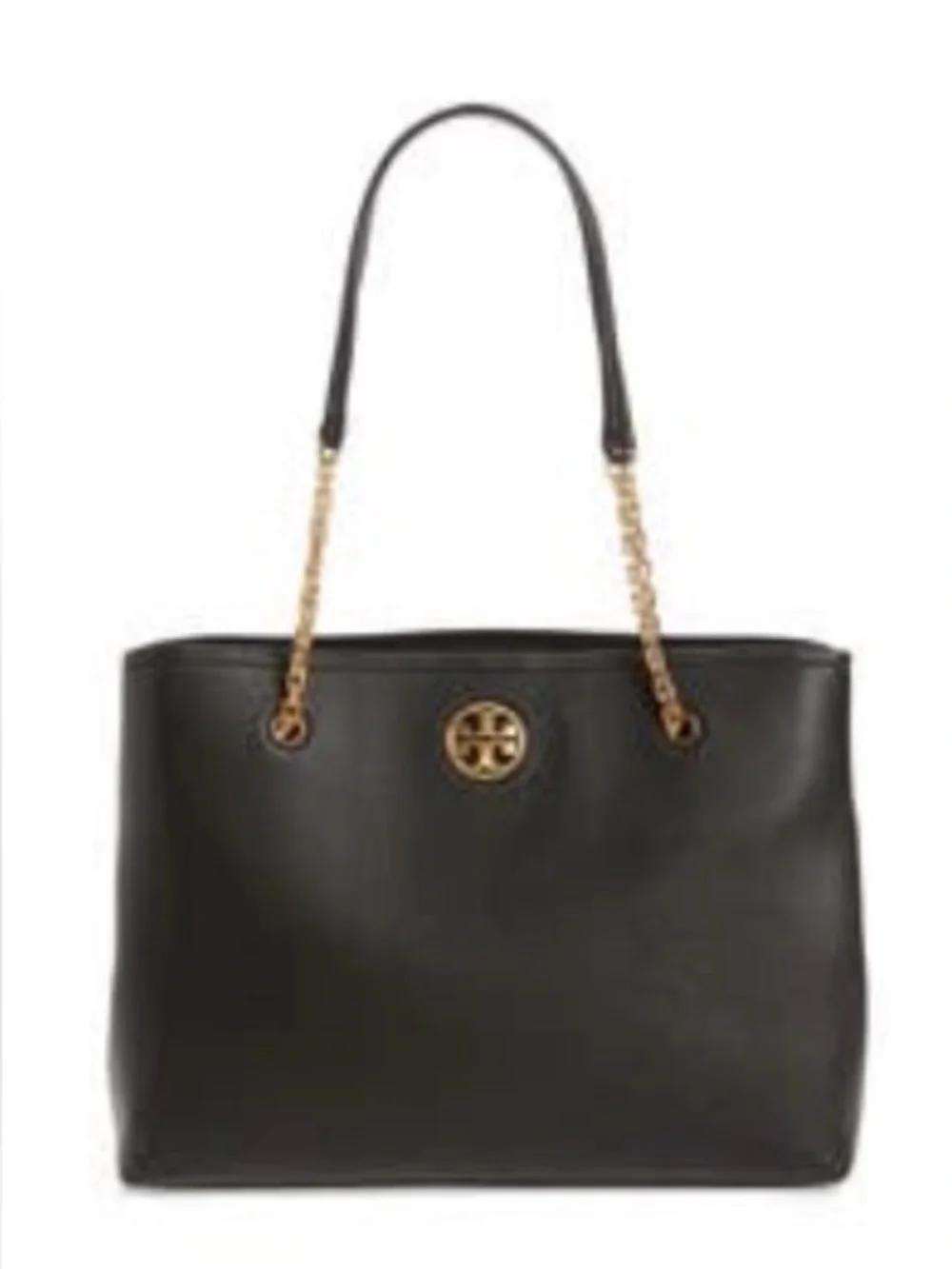 Tory Burch Carson Leather Tote Black Gold Chain
